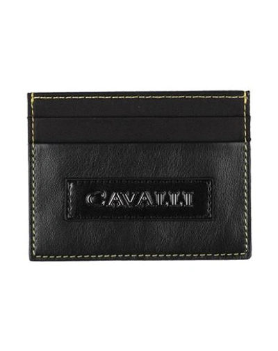 Shop Roberto Cavalli Man Document Holder Black Size - Bovine Leather, Polyester