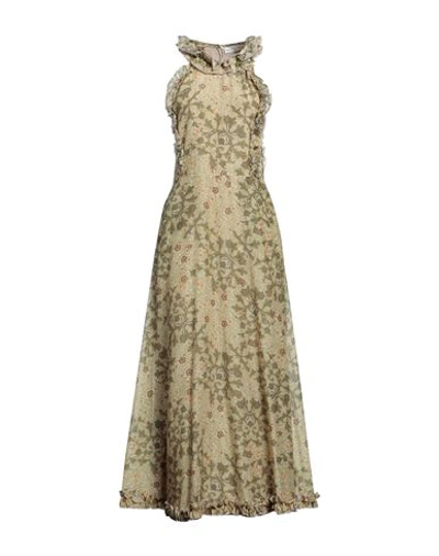 Shop Skills & Genes Woman Maxi Dress Sage Green Size 6 Cotton, Silk