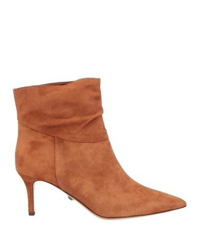 Ilio Smeraldo Woman Ankle Boots Camel Size 9 Soft Leather In Beige