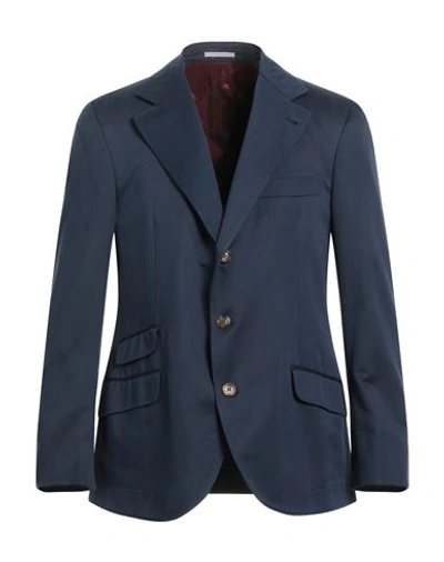 Shop Brunello Cucinelli Man Blazer Midnight Blue Size 40 Wool, Cotton