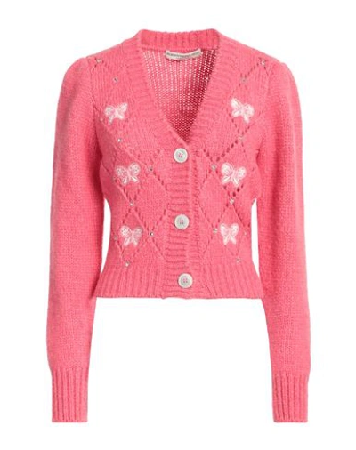 Shop Alessandra Rich Woman Cardigan Fuchsia Size 6 Alpaca Wool, Polyamide, Wool In Pink