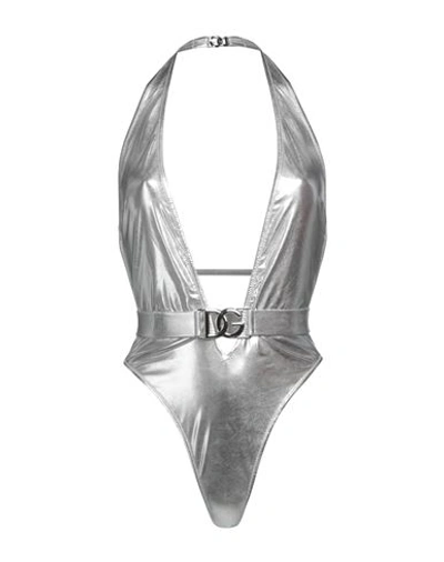 Shop Dolce & Gabbana Woman One-piece Swimsuit Silver Size 6 Polyester, Elastane, Zamak, Brass