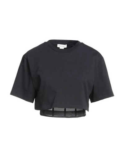 Shop Alexander Mcqueen Woman T-shirt Black Size 4 Cotton, Polyamide