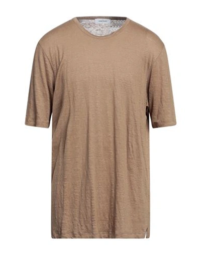 Shop Gran Sasso Man T-shirt Khaki Size 36 Linen In Beige