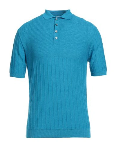 Shop Daniele Fiesoli Man Sweater Azure Size L Linen, Cotton In Blue