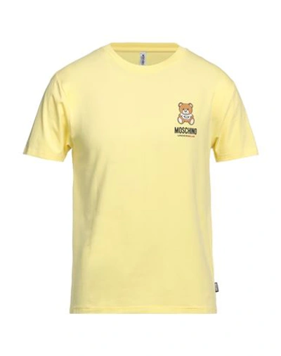 Shop Moschino Man Undershirt Yellow Size L Cotton, Elastane
