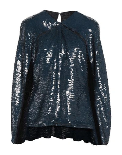 Shop Valentino Garavani Woman Top Navy Blue Size 8 Silk, Polyester