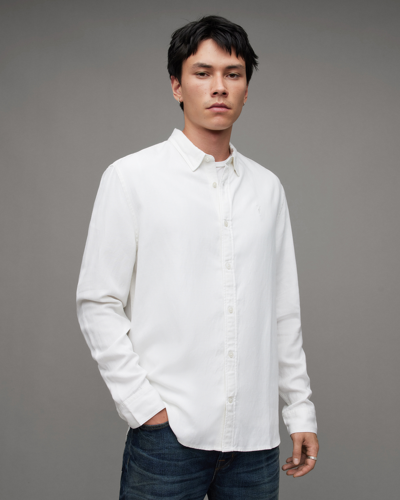 Shop Allsaints Laguna Linen Blend Relaxed Fit Shirt In White