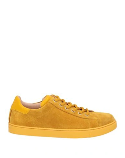 Shop Gianvito Rossi Woman Sneakers Ocher Size 6.5 Soft Leather In Yellow