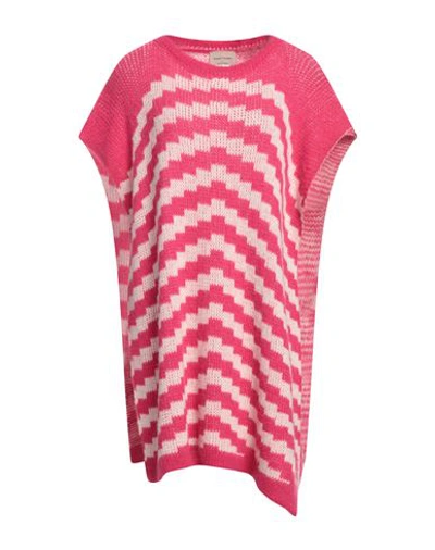Shop Vicolo Trivelli Woman Cape Fuchsia Size Onesize Alpaca Wool, Acrylic, Polyamide, Polyester In Pink
