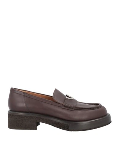 Shop Emporio Armani Woman Loafers Dark Brown Size 10.5 Bovine Leather