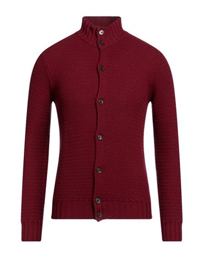 Shop Ferrante Man Cardigan Burgundy Size 46 Merino Wool In Red