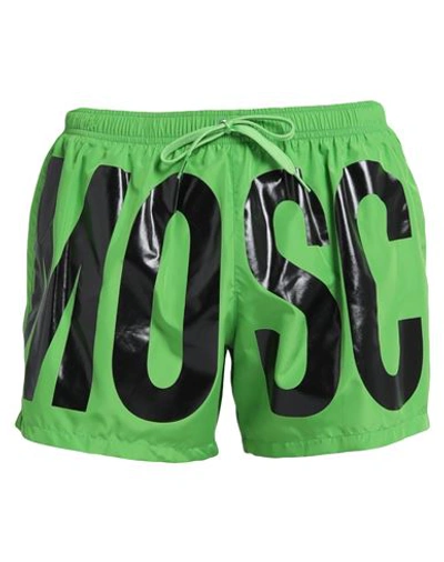 Shop Moschino Man Swim Trunks Green Size L Polyester