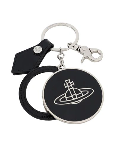 Shop Vivienne Westwood Key Ring Black Size - Metal, Soft Leather