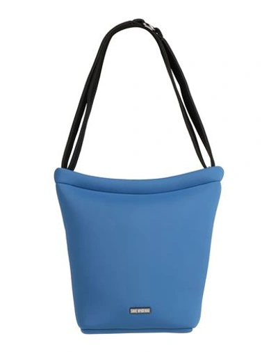 Shop Save My Bag Woman Shoulder Bag Slate Blue Size - Peek (polyether - Ether - Ketone), Polyamide, Elast
