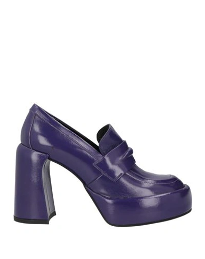 Shop Elena Iachi Woman Loafers Purple Size 6 Soft Leather