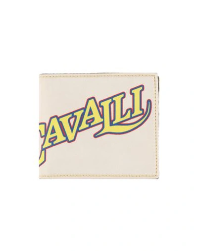 Shop Roberto Cavalli Man Wallet Cream Size - Bovine Leather, Viscose In White