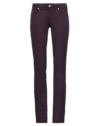 Shop Jacob Cohёn Woman Pants Dark Purple Size 26 Cotton, Elastane