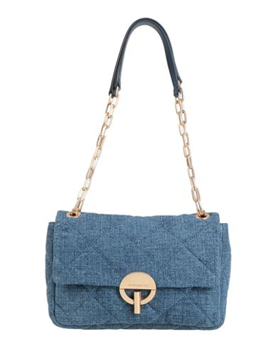 Shop Vanessa Bruno Woman Shoulder Bag Slate Blue Size - Linen, Cowhide