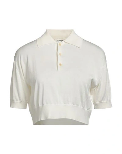 Auralee Cropped Silk Polo With Classic Collar In Off White