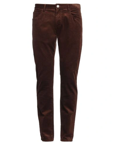 Shop Giorgio Armani Man Pants Brown Size 32w-32l Cotton, Modal, Elastane