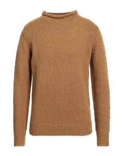 Filippo De Laurentiis Man Turtleneck Camel Size 38 Wool, Cotton, Alpaca Wool In Beige