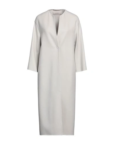 Shop Agnona Woman Overcoat & Trench Coat Light Grey Size 14 Cashmere, Elastane, Viscose, Silk, Metal