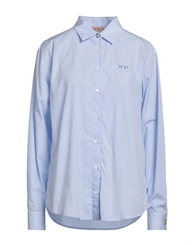Shop N°21 Woman Shirt Azure Size 6 Cotton In Blue