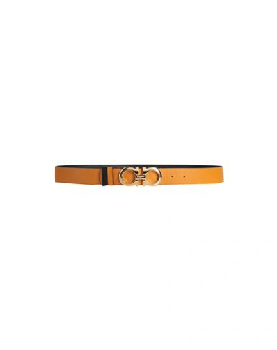 Shop Ferragamo Woman Belt Ocher Size 38 Calfskin In Yellow