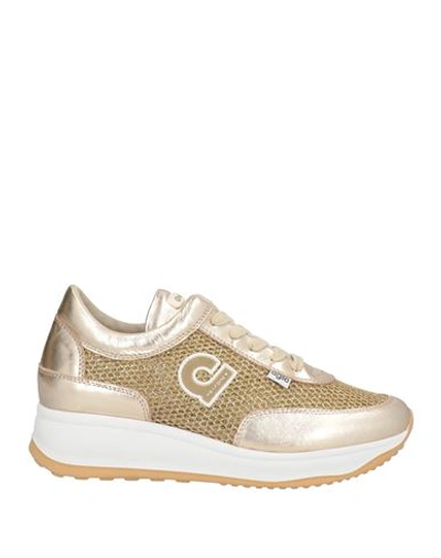 Shop Agile By Rucoline Woman Sneakers Gold Size 8 Soft Leather, Textile Fibers