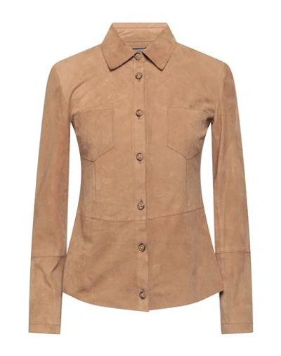 Shop Sword 6.6.44 Woman Shirt Camel Size 4 Soft Leather In Beige