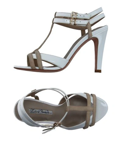 Shop Luciano Barachini Woman Sandals White Size 8 Leather, Textile Fibers