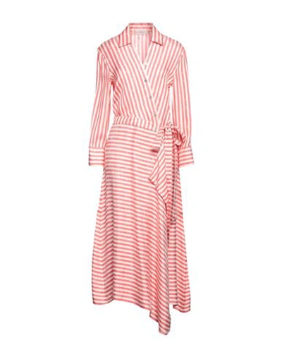 Shop Agnona Woman Midi Dress Salmon Pink Size 12 Silk