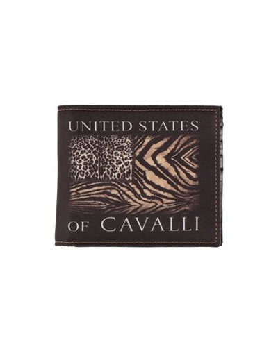 Shop Roberto Cavalli Man Wallet Black Size - Polyester, Calfskin
