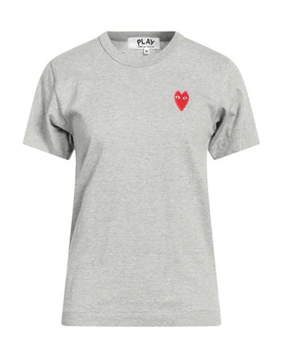 Shop Comme Des Garçons Play Woman T-shirt Grey Size L Cotton