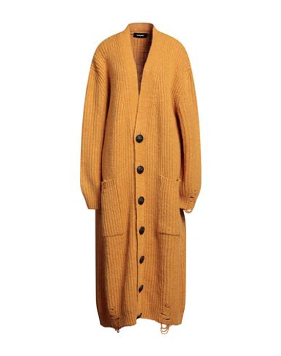 Shop Dsquared2 Woman Cardigan Ocher Size M Alpaca Wool, Polyamide, Wool In Yellow