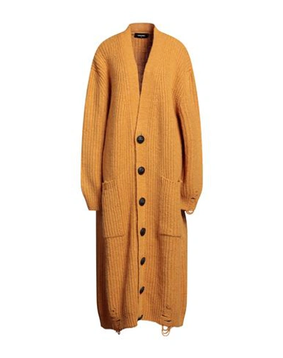 Dsquared2 Woman Cardigan Marigold Size M Alpaca Wool, Polyamide, Wool In Yellow