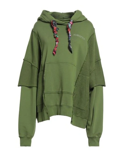 Shop Khrisjoy Woman Sweatshirt Military Green Size 00 Cotton
