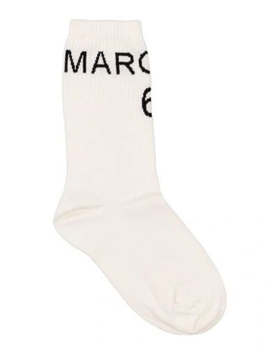 Shop Mm6 Maison Margiela Woman Socks & Hosiery Ivory Size L Cotton, Polyamide, Elastane In White