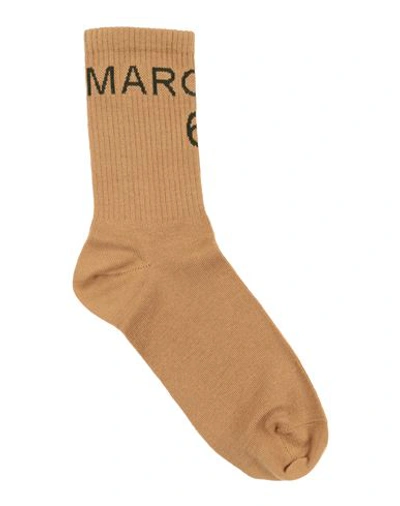 Shop Mm6 Maison Margiela Woman Socks & Hosiery Khaki Size L Cotton, Polyamide, Elastane In Beige