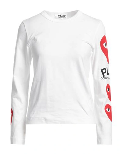 Shop Comme Des Garçons Play Woman T-shirt White Size L Cotton