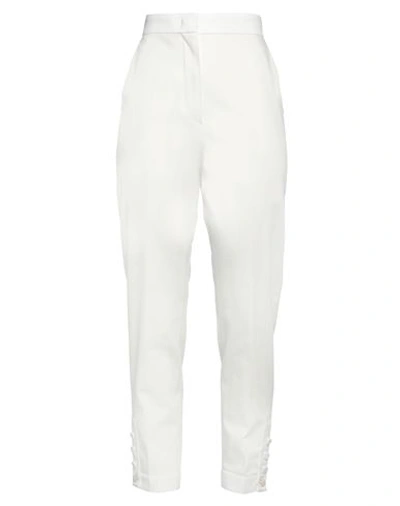 Shop Max Mara Woman Pants White Size 6 Cotton, Elastane, Polyester