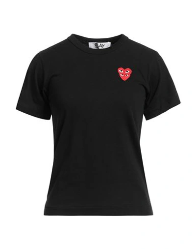 Shop Comme Des Garçons Play Woman T-shirt Black Size L Cotton