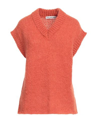 Attic And Barn Woman Sweater Orange Size L Mohair Wool, Alpaca Wool, Polyamide In Orange