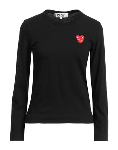 Shop Comme Des Garçons Play Woman T-shirt Black Size M Cotton