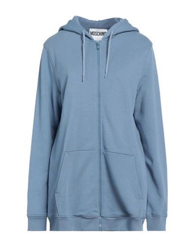 Shop Moschino Woman Sweatshirt Pastel Blue Size 10 Cotton