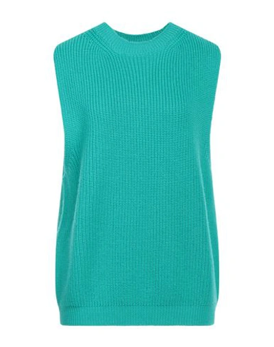 Shop Liviana Conti Woman Sweater Turquoise Size 8 Virgin Wool In Blue