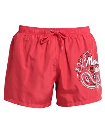 Shop Moschino Man Swim Trunks Red Size Xxl Polyester