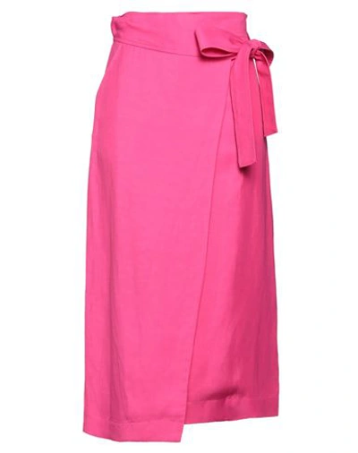 Shop P.a.r.o.s.h P. A.r. O.s. H. Woman Midi Skirt Magenta Size L Viscose, Linen
