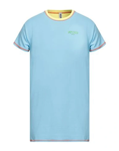 Shop Moschino Man T-shirt Sky Blue Size L Cotton, Elastane
